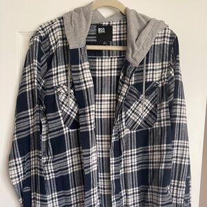 2 Men’s RSQ Plaid hooded shirts